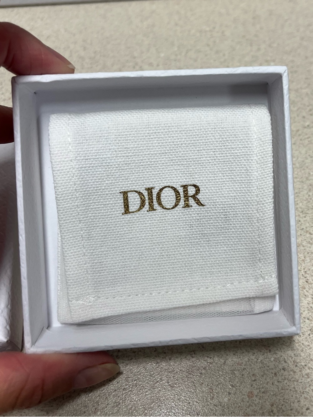 Authentic Dior White Box with Gold Accents - Jewelry Box With Dust Bag.